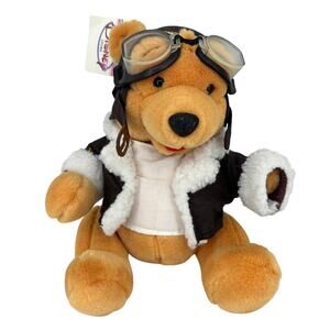 Disney Store Winnie Pilot Pooh Bear Plush Aviator Jacket Goggles 12 Inch